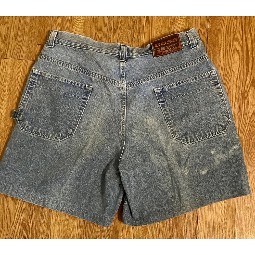 Boss Jean Shorts VTG Distressed Side Spell Outs‎ Men's Sz 38 Faded Look Y2K